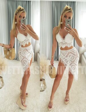 Komplet Boho Biały Summer Mini TYLKO S i M - M