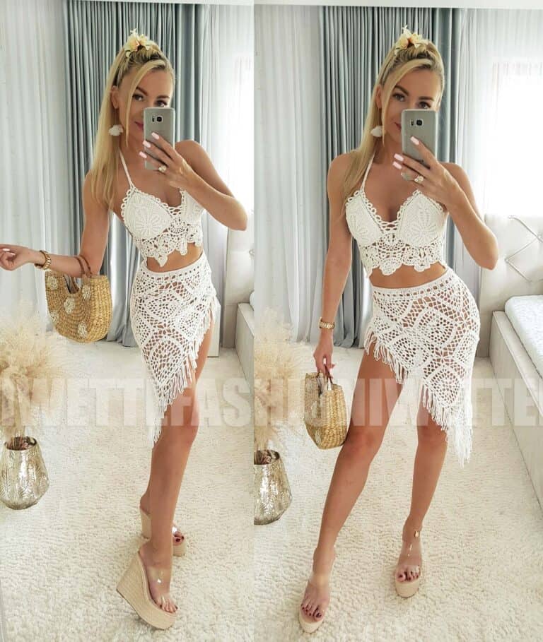 Czas Oczekiwania 7 Dni Komplet Boho Biały Summer Mini