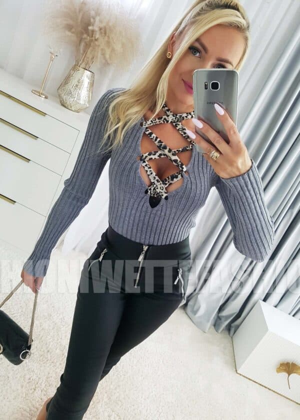 Sweter Wiązany Szary Sophie