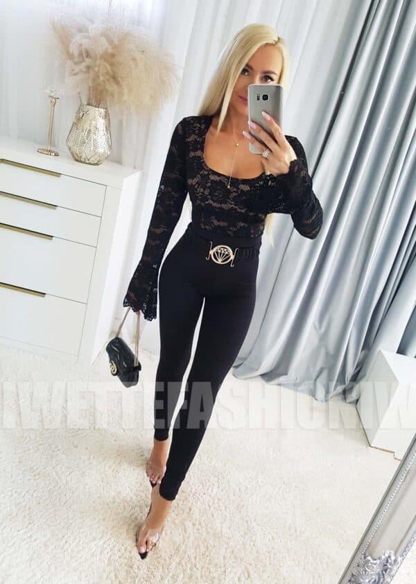 Legginsy Push Up Z Paskiem Diamond Czarny - obrazek 3