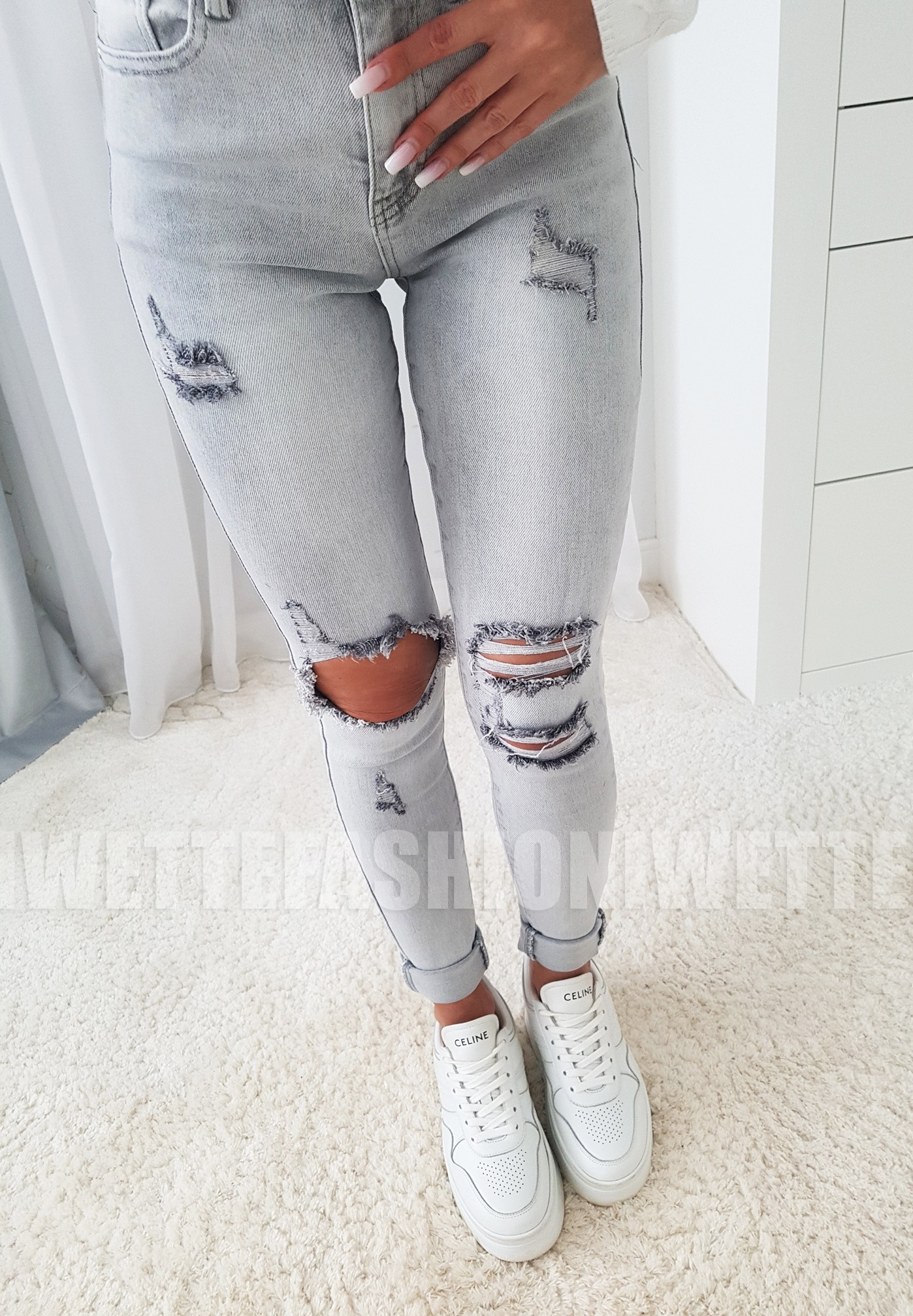 Spodnie Jeansy Szare Santi - obrazek 3