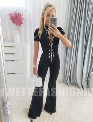 Legginsy Złoty Zip Carmen Szeroka Nogawka - L