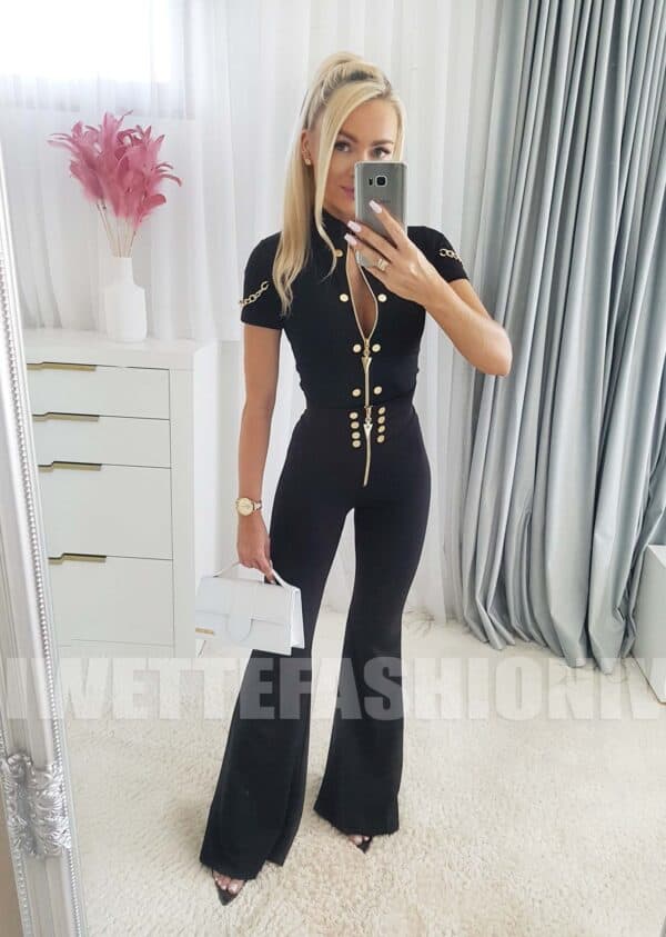 Legginsy Złoty Zip Carmen Szeroka Nogawka