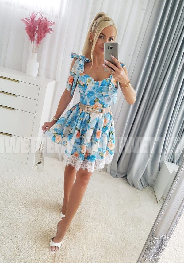 Sukienka Wendy Niebieska Kwiaty - obrazek 3