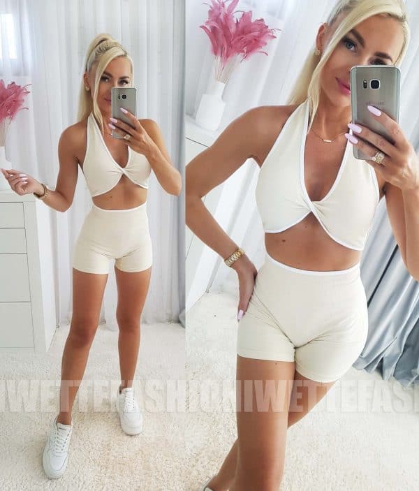Komplet Modelujący Push Up Beżowy Vikki Krotki