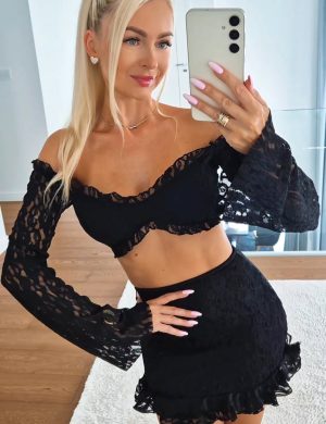 Komplet Lily Czarny Koronkowy