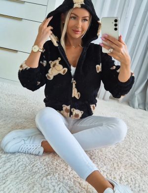 Polar Z Kapturem Misiaki Czarny - S/M